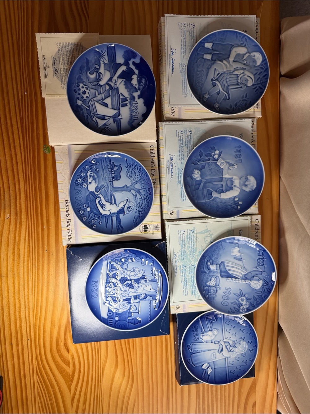 Lot of 7 Vintage Bing & Grondahl Children’s Day Plates 1985-1993 W/ Boxes
